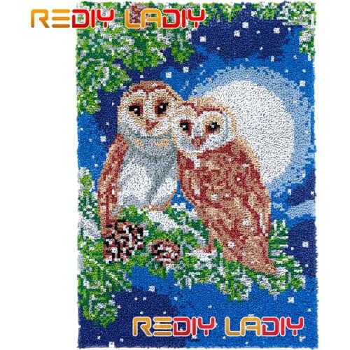 Latch Hook Rug Kits Moon Owls Plush Wall Tapestry DIY Carpet Rug Thick Yarn Arts Cushion Crocheting Floor Mat Home Decor Giftss