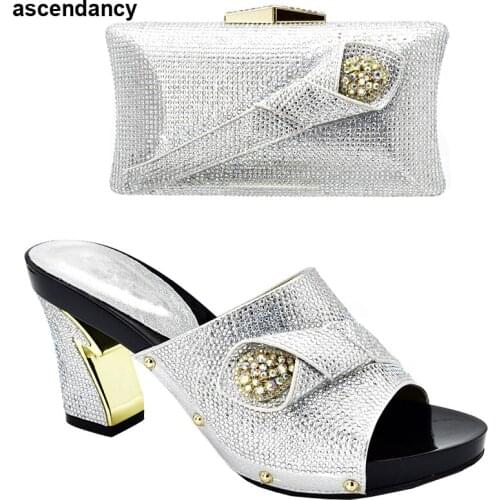 New Arrival Square Heel Super High (8cm-up) Round Toe Slip-On Party Nigerian Woman Shoes Square Heel Round Toe Party