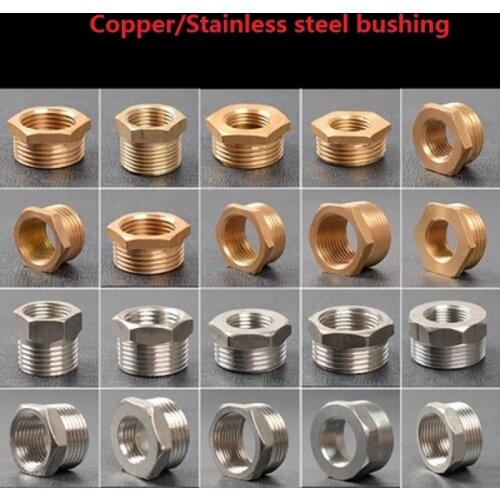 Nuonuowell 1PC Copper / Stainless Steel Thread Cored Joint 1" to 3/4" 1/2" Pipe Metal Adapter Connector for Garden Irrigations