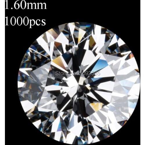 Wholesale 1000 pcs/lot 1.6 mm Cubic Zirconia white round perfect cut CZ stone high quality temperature resistance