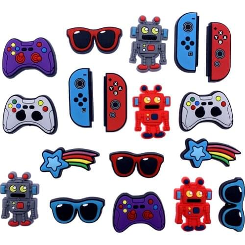 Wholesale Mix 100PCS Game Console Sunglasses Icon PVC Flat Back Boys DIY Crafts Robot Accessories Scrapbook Jewelry Making