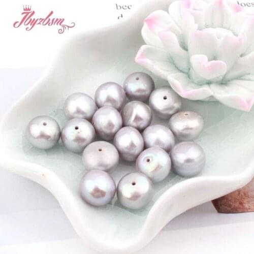 Half Drilling Gray Freshwater Pearl 3A Grade Button Beads Natural Stone Loose Beads for Womenf DIY Earring Rings Making 5 Pair