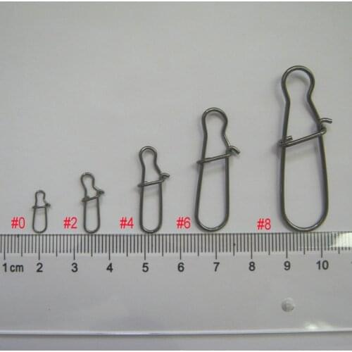 Eupheng 100pcs/lot Sizes 0 2 4 6 8 Fishing Nice Snap Fishing Swivel Safety Fishing Snaps Hooks Stainless Steel Fishing Tackle