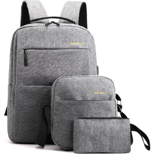 Backpack Three-piece Set New Casual Men and Women with The Same Style Student Laptop School Bag Backpack Backpack Backpack Purse