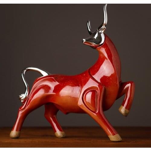 MODERN SIMPLE ELEGANT CATTLE AESTHETIC RED BULL RESIN ORNAMENTS HOME/OFFICE DESKTOP DECORATION MINIMALIST BEST GIFT R4276