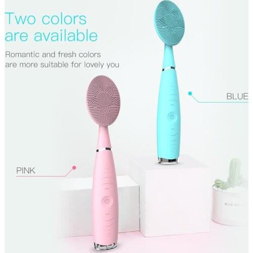 Ultrasonic Hand-held Cleansing Instrument Electric Silicone Face Wash Brush Massager Clean Pores Waterproof Cleansing Instrument