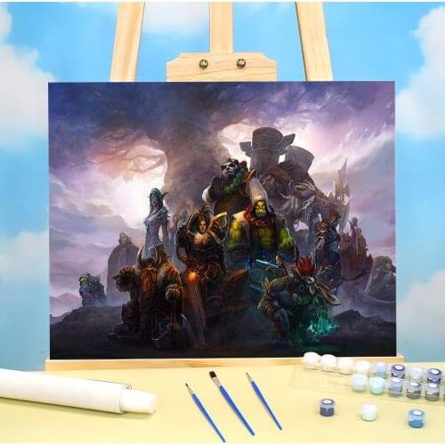 World Of Warcraft Coloring By Numbers Painting Complete Kit Acrylic Paints 50*70 Canvas Pictures Loft Wall Picture Wholesale