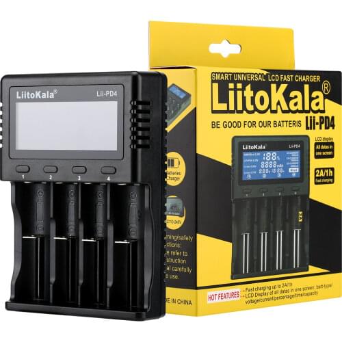 2020 LiitoKala Lii-PD2 Lii-PD4 LCD Smart 18650 Battery ChargerLi-ion 18650 18500 16340 26650 21700 20700 Battery Charger