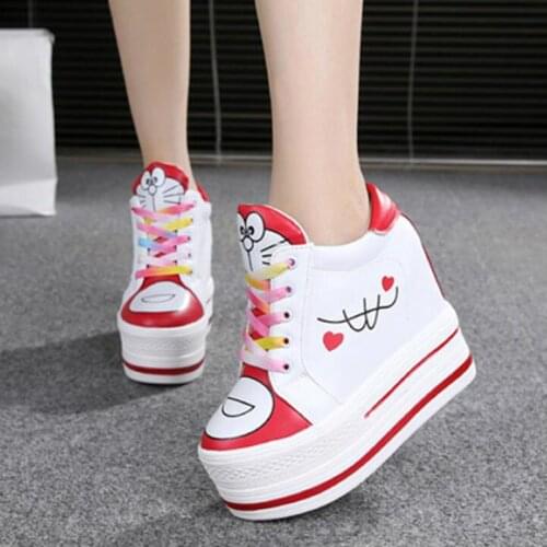 WGZNYN Women Sneakers Spring Autumn High Heels Ladies Casual Shoes Women Wedges Platform Shoes Female Thick Bottom Trainers W405