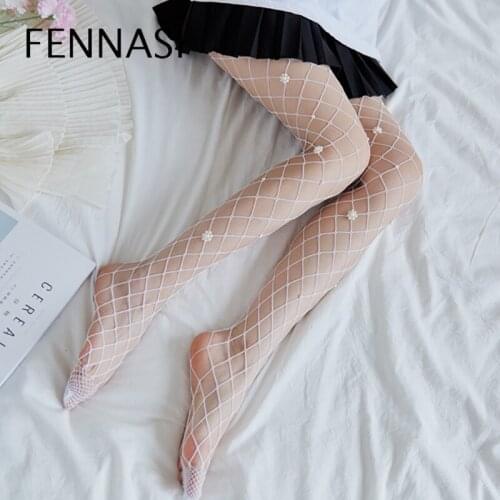 FENNASI Womens Nylon Sexy Tights Flowers Fishnet Collant Femme Tights Mesh PantyhoseFantasy Woman Medias Sexy Muslo