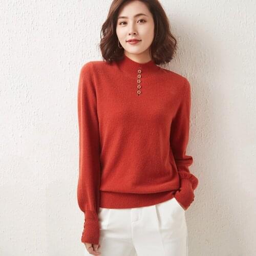 2021 Autumn/Winter Women Pullovers Leisure Style 100% Wool Sweaters High Quality Long Sleeves Girls Tops 9Colors Clothes