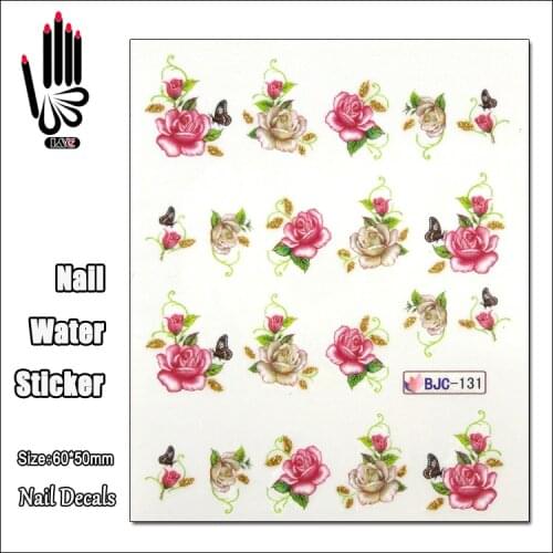 1 Sheet Nail Art BJC131 Very Beauty Flower Nail Art Water Transfer Sticker For Nail Wraps Decal Sticker For Nail