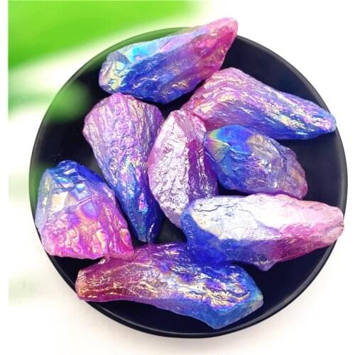 1PC Natural Crystal Aura Electroplated Quartz Specimens Rough Healing Energy Stone Raw Chakra Gift Gemstone Home Decor