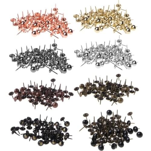 100Pcs/Bag Antique Brass Upholstery Nails Furniture Tacks Pushpins Hardware Decor