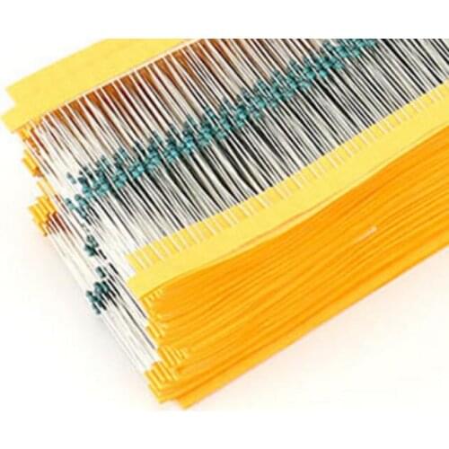 1000pcs/lot 1/6W 1% metal film resistor 0ohm - 10M 1/6W 1% five color ring 5.1ohm 88ohm 360ohm 1.8Kohm 510Kohm 620Kohm 2.2Mohm
