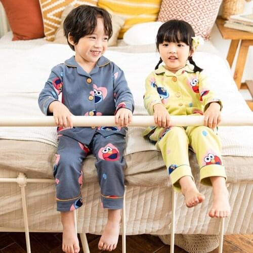 2021 Cotton Children Pajamas Set Kids Baby Girl Boys Cartoon Casual Clothing Costume Long Sleeve Children Sleepwear Pajamas Sets