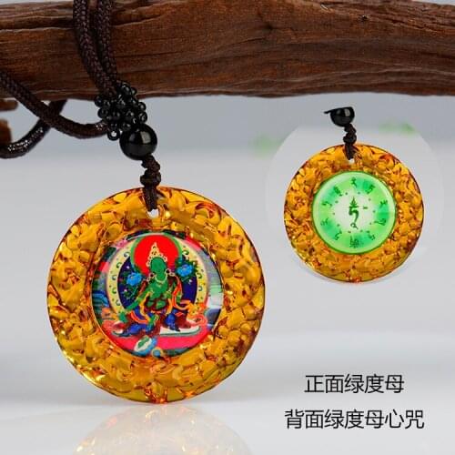 3PCS GOOD Buddhist supplies Greco-Buddhist pocket travel efficacious Mascot Bodhisattva Tara Green Mantra Buddha Crystal Amulet