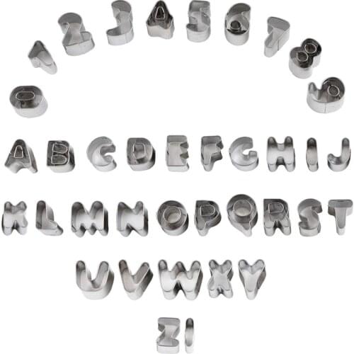 37 Pcs Mini Alphabet and Number Cookie Cutters Set Stainless Steel Small Mold Tools for Fondant Biscuit, Cake, Fruit, Vegetables