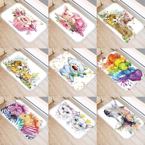 40x60cm Cute Diy Print Floor Mat Bathroom Ground Mat Slip Door Bath Pad Rug Living Room Kitchen Carpet Home Decor Cartoon