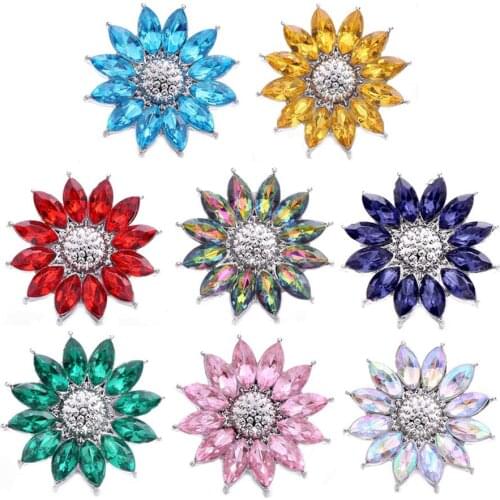 5pcs/lot New Snap Jewelry Silver Color Flower 18mm Snap Button Fit DIY Rhinestone 18mm Snap Bracelet Bangle for Women Gifts
