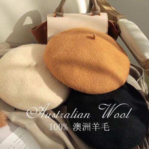 Autumn and Winter 2019 New Australian Wool Hat Female Fashion Beret,Warm Fashion Wool Beret Lady Artists Cap beret hat berets