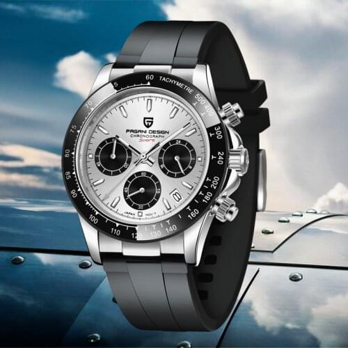 PAGANI DESIGN Top Brand New Men Quartz Wristwatch Luxury Sapphire Glass Sport Watches For Men Rubber Strap Chronograph Watch Men