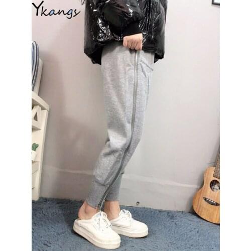 Black Side Zipper Harem Pants Gothic Baggy Womens Sports Pants High Waist Hip Hop Pants Joggers Women Vintage Harajuku Trousers