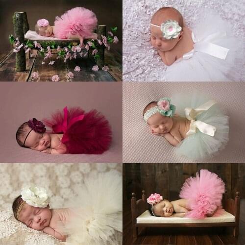 Newborn Photography Props Baby Tutu Skirt+Baby Headband Set Baby Photo Prop Fotografia Accessories Clothing Skirts Tulle Skirt