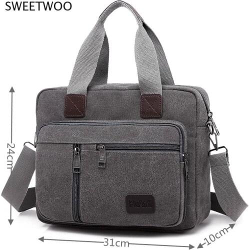 Canvas Mens Handbag Shoulder Bag Travel Large Capacity Multi-layer Crossbody Bag Student Travel Top-handle Bag Leisure Tote