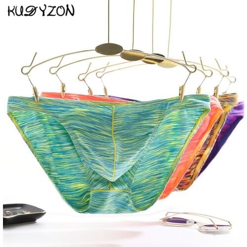 KUDYZON Sexy Gay Underwear Men Cotton Briefs Low Waist Male Panties Cuecas Calzoncillos U Pouch Jockstrap Men Bikini Brief