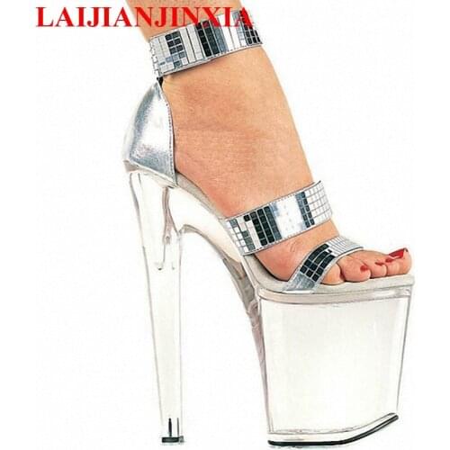 LAIJIANJINXIA Women Shoes Sexy Pole Dancing Shoes 20 CM High Heels Sandals Unique Sexy Mature Nightclub Model Dance Shoes E-044