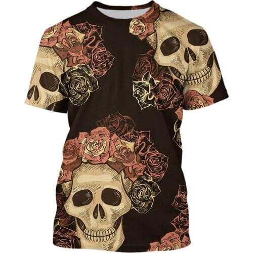 LIASOSO Lovers Skull Printed T Shirts Men 3d T-shirts Short Sleeve Graphic T Shirts Round Neck Tshirt Fashion Casual Brand