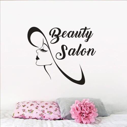 Beauty Salon Logo Wall Window Sticker Beautiful Girl Long Lashes Wall Art Decal Vinyl Beauty Lady Mural Decoration AZ737