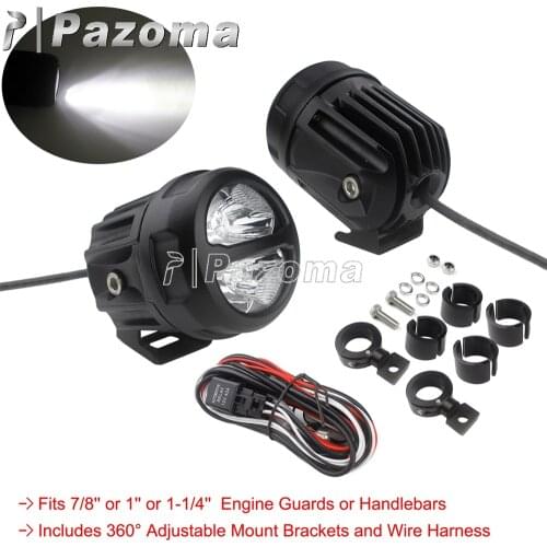 Motorcycle Fog Light 22mm 28mm 32mm Tube Adjustable LED Auxiliary Fog Light For BMW Honda Yamaha MT FZ Spotlight w/ Wire Harness