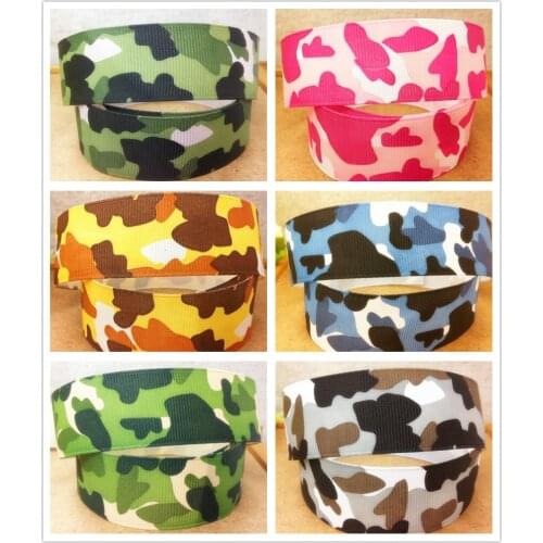 New Arrival 1'' (25mm) camouflag pattern printed Grosgrain ribbon Cartoon Ribbon DIY hairbow gift wrapping garment accessory
