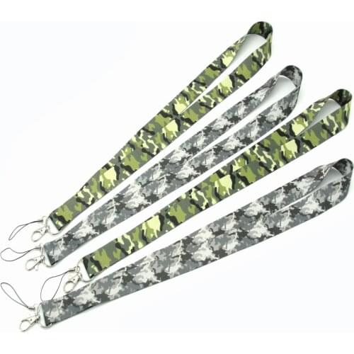 New camouflage neck lanyard keychain ID card fitness mobile phone belt USB badge clip DIY sling