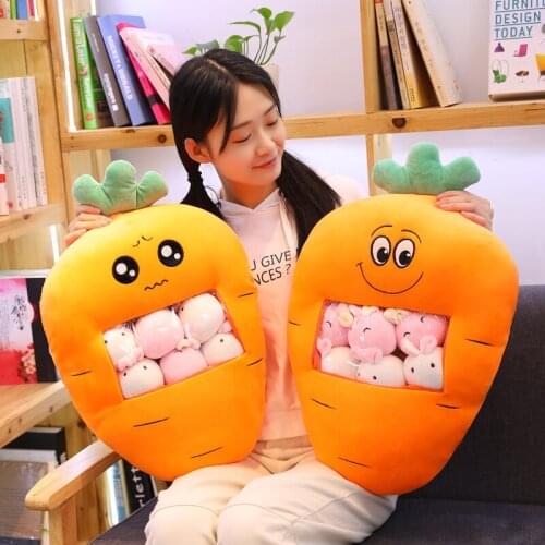 Pudding carrot Plush Animals Balls Bag Snack Toy Plushie Food Pillow dinosaur pig Stuffed Balls Pudding Bag Comforting Toy