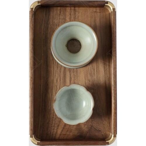 Simplicity Walnut Storage Trays Hemming Coffee Table Desktop Teacup Tray Afternoon Tea Cake Organizer European Home Decoration