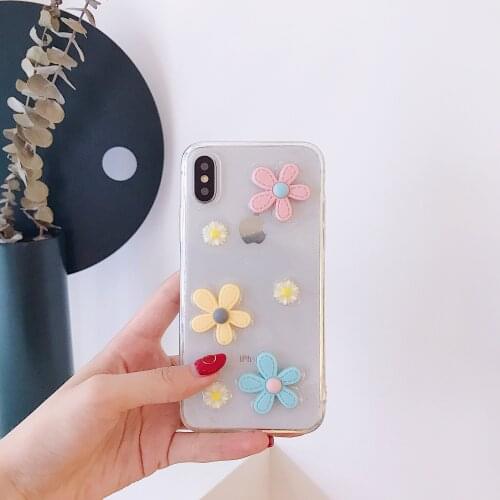 Clear TPU Beautiful Shockproof 360 Full Cover Protective Cover for iPhone X XR Little Daisy Flower Phone Case For iPhone 6S 7 8