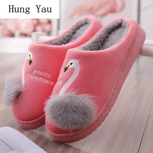 Women Slippers Shoes Winter Warm Cute Cartoon Girls Fashion Platform Slides Non-slip Flats Indoor Home Comfortable
