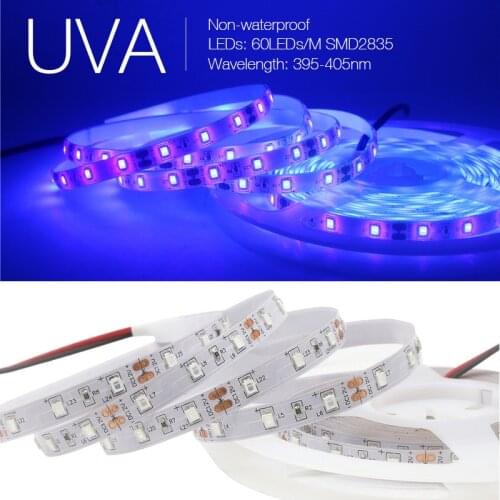 CXST Led Strip 12V UVA Light 395-405nm SMD2835 60LEDs/m Ultraviolet Ray LED Diode Ribbon Purple Tape Lamp for Party