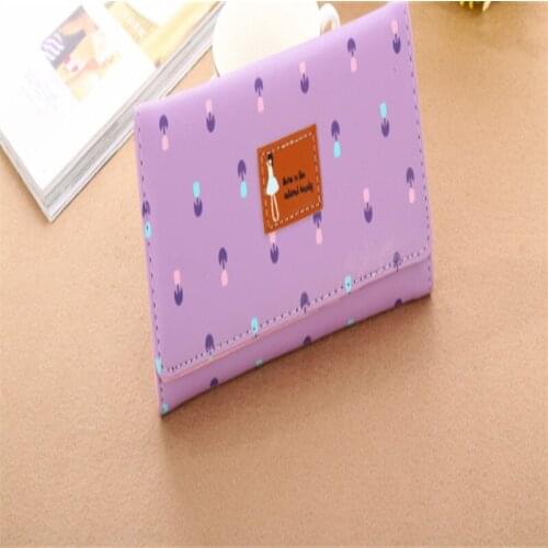Violet womens Long Section New Korean Version Of The Small Floral 2 Fold Hit Color Envelope womens Wallet Wallet 2020