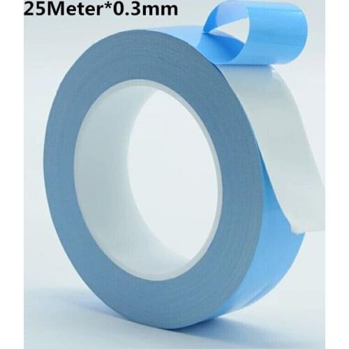 25Meter 0.3mm thick Heat conduction double sided adhesive tape, light strip, heat radiation resistant insulating tape