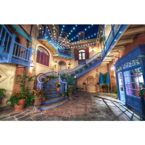 VinylBDS Digital Printing Backdrop Photography Indoor Brick Floor Colorful Light Wedding Background Photography