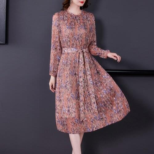 2021 Spring Summer Floral 3XL Plus Size Midi Dress Women Vintage Casual Chiffon Long Sleeve Dress Elegant Bodycon Party Vestidos