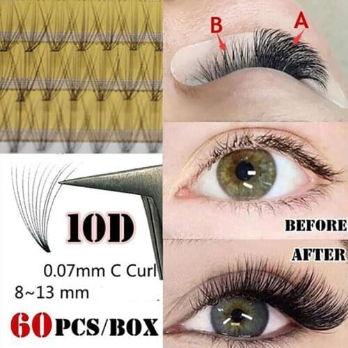 1Box 10D Wave Volume Mink Hair Individual Lashes Extension Semi Permanent 12 Lines Eye Lashes Grafting Tools Eyelash Extensions