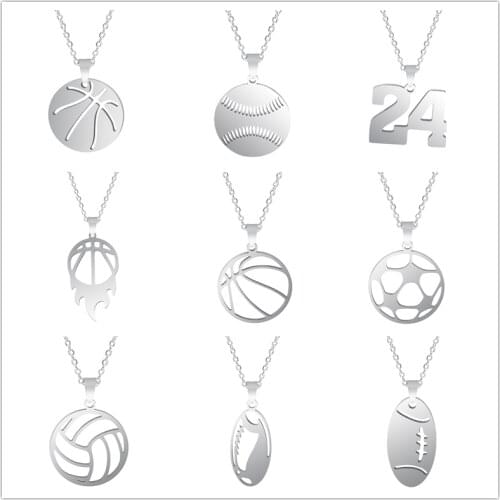 1pcs Statement Ball Necklace Stainless Steel Necklace For Women Men Sports Accessories Football Basketball Charm Pendant Jewelry