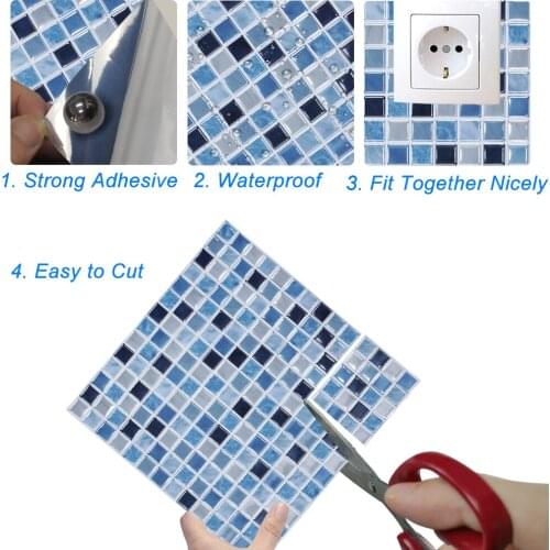 12"x12" 3D Wall Tile Sticker Peel and Stick Wall Tile Sticker Waterproof Kitchen Backsplash Mosaic Tile 3D Vinyl Sticker