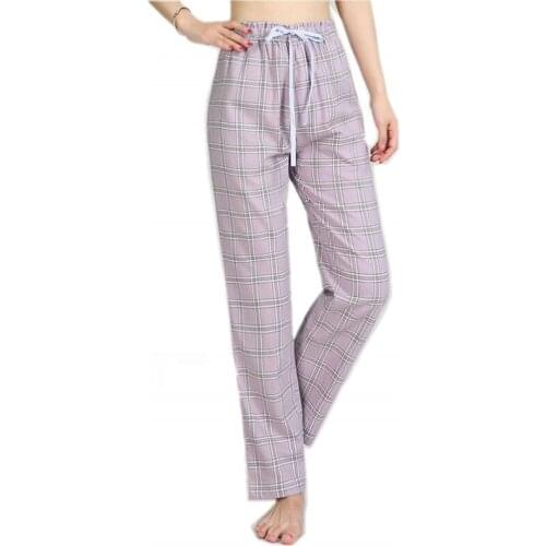 2021 Spring Autumn Women Cotton sleep bottoms Female loose plus size nighty trousers sleepwear pyjama Ladies Plaid pajama pants
