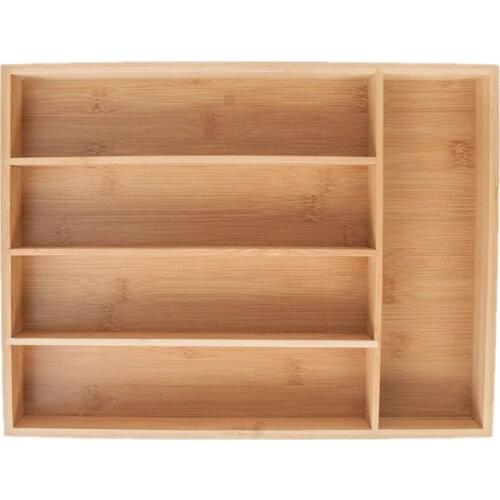 Bamboo Kitchen Cutlery Tray Adjustable Drawer Storage Box Tray Wood Office Organizer Multi-Use Home Decor Drawer Kitchen